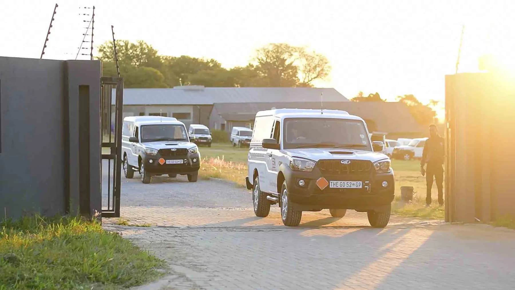 A Hazchem bakkie leaving the Centurion yard at first light
