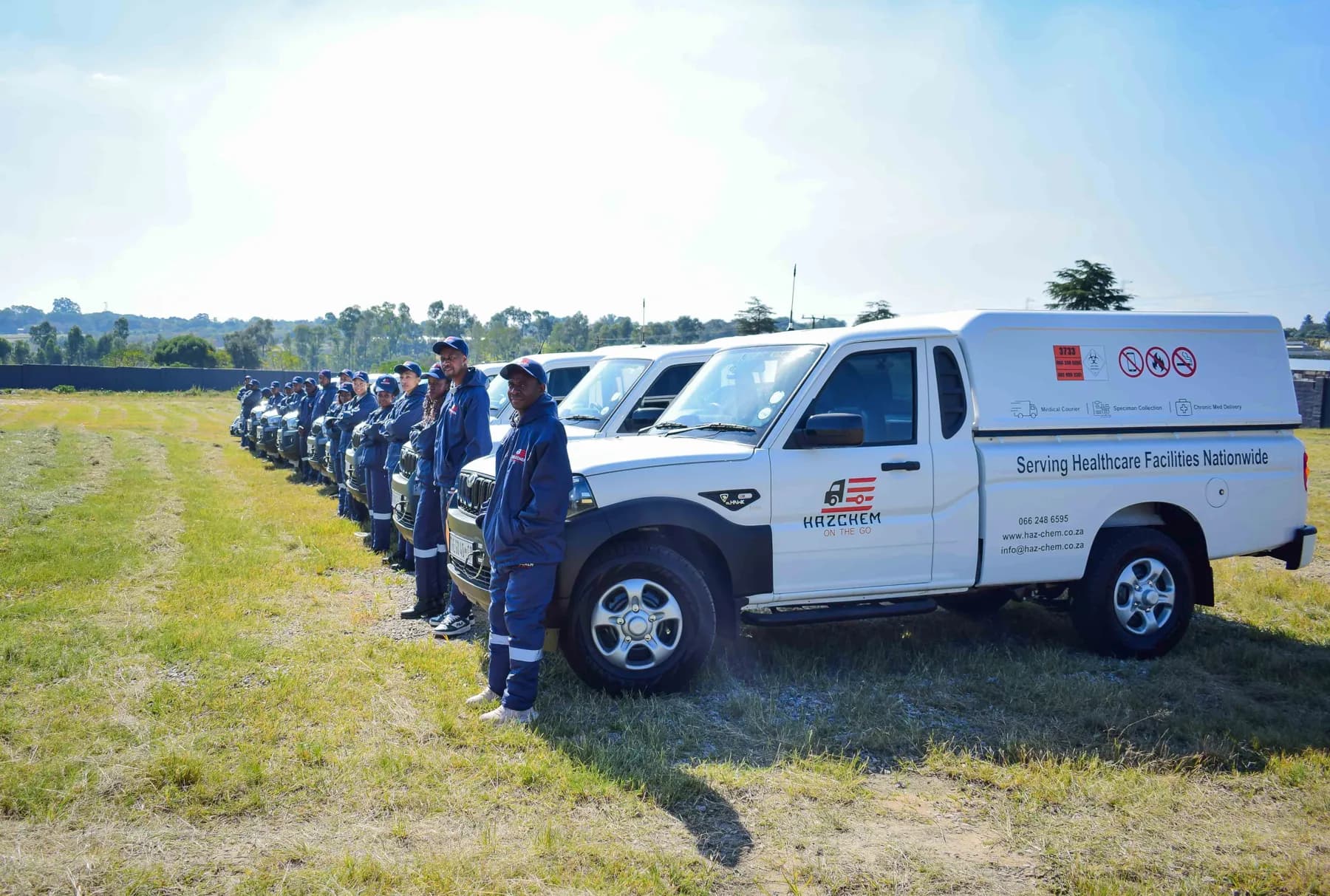 Hazchem bakkie and crew in a line-up